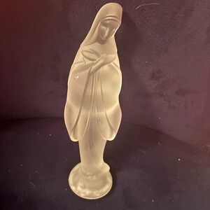 FOSTORIA Frosted Satin Glass 10" MADONNA Virgin Mary Figurine Statuette Vintage